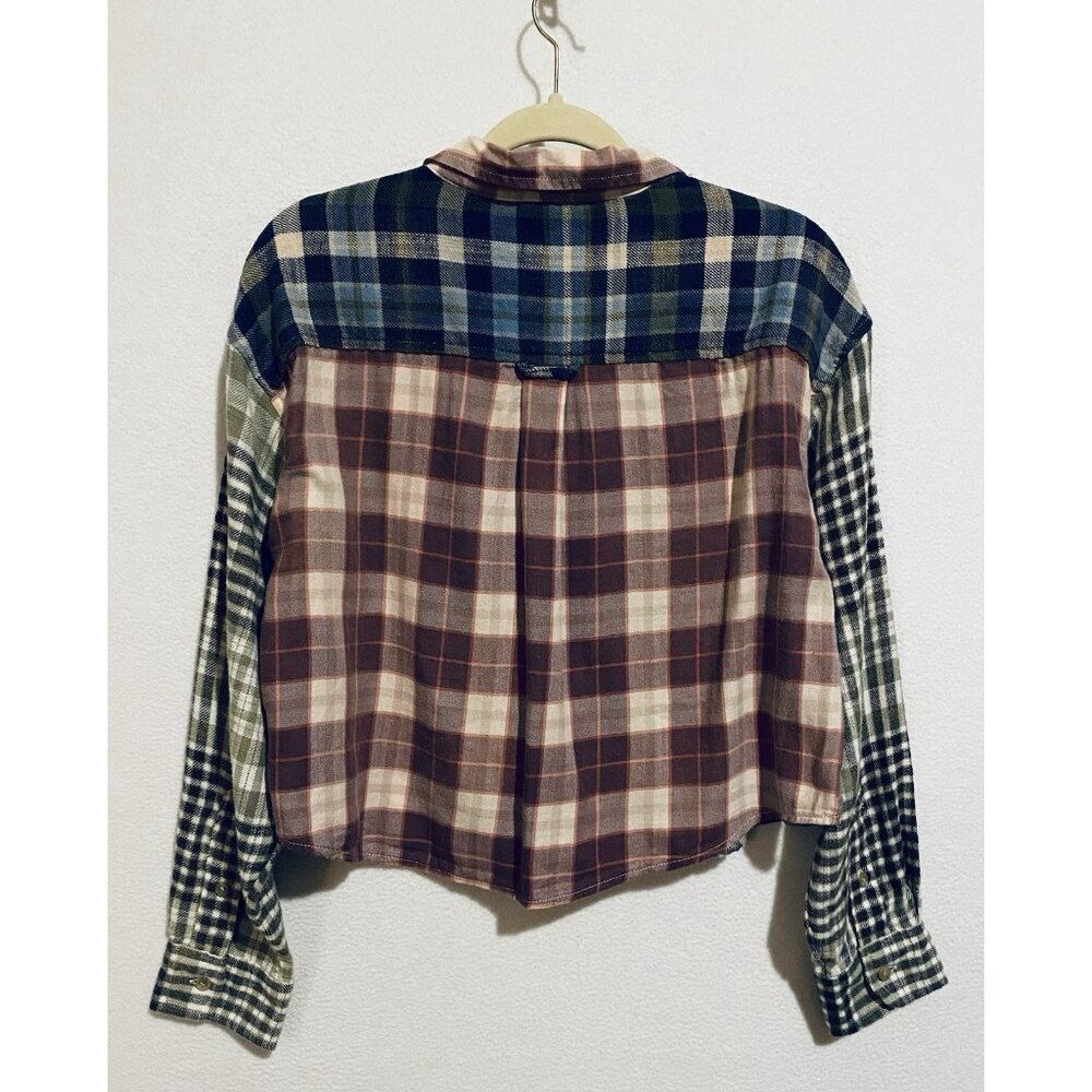 American Eagle Top Womens Medium Patchwork Plaid … - image 4